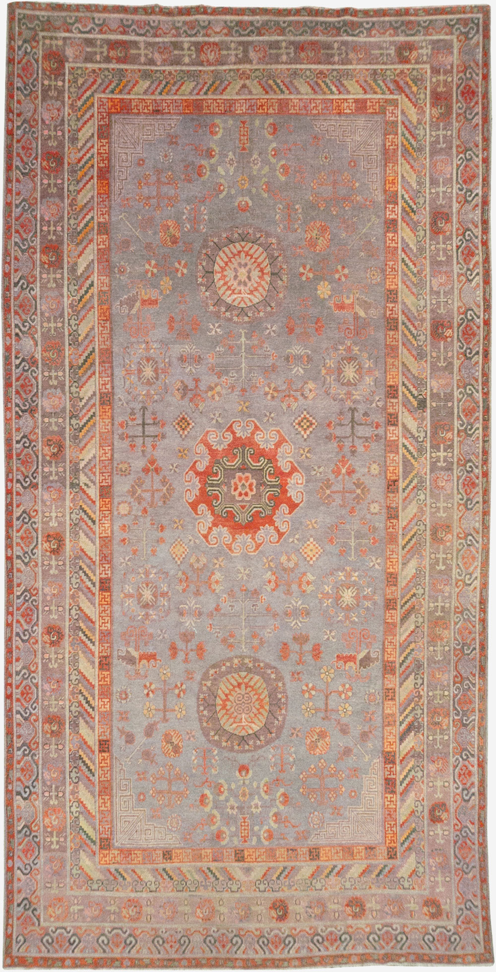 Antique East Turkestan Khotan Long and Narrow Carpet, No.31840 - Gsblank