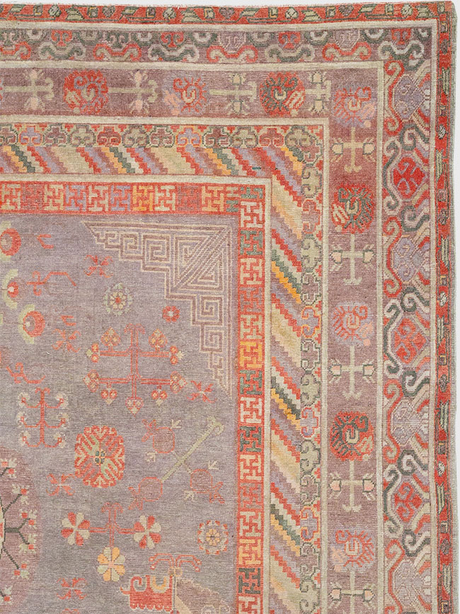 Antique East Turkestan Khotan Long and Narrow Carpet, No.31840 - Gsblank