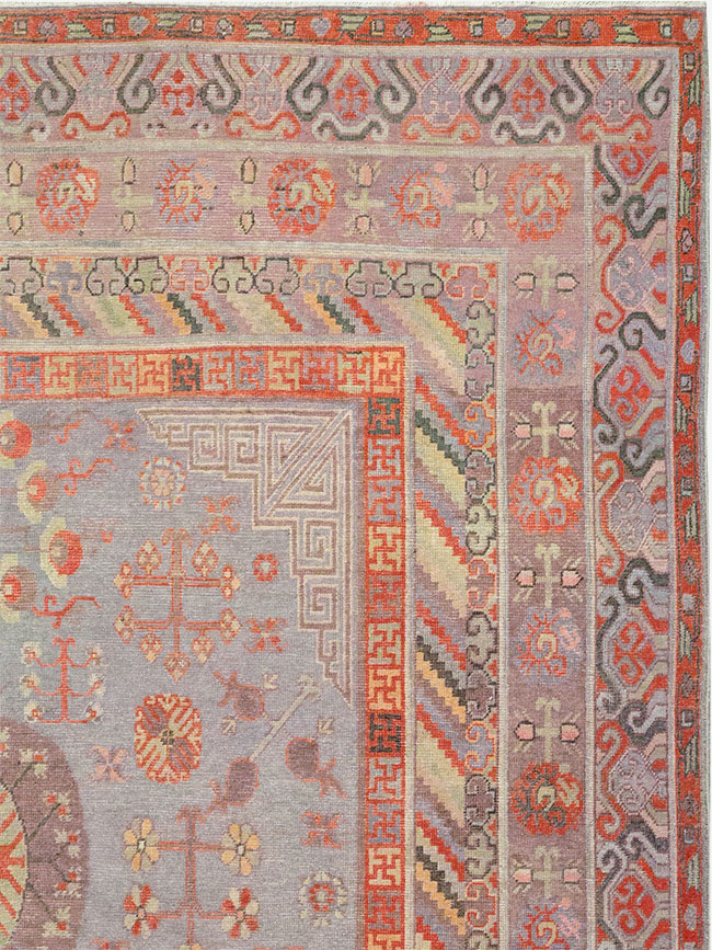 Antique East Turkestan Khotan Long and Narrow Carpet, No.31840 - Gsblank