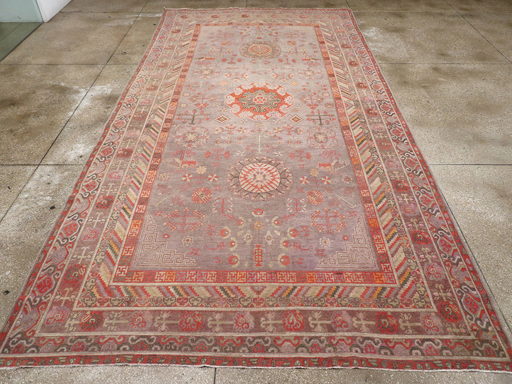 Antique East Turkestan Khotan Long and Narrow Carpet, No.31840 - Gsblank