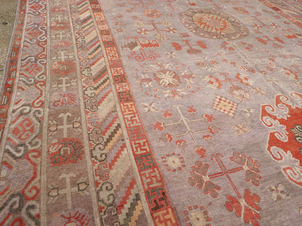 Antique East Turkestan Khotan Long and Narrow Carpet, No.31840 - Gsblank