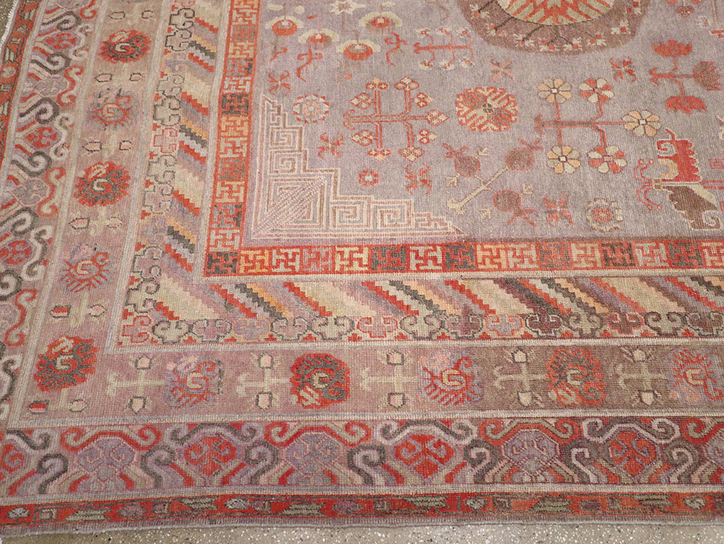 Antique East Turkestan Khotan Long and Narrow Carpet, No.31840 - Gsblank