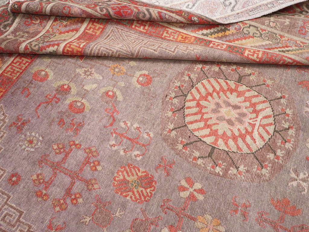 Antique East Turkestan Khotan Long and Narrow Carpet, No.31840 - Gsblank