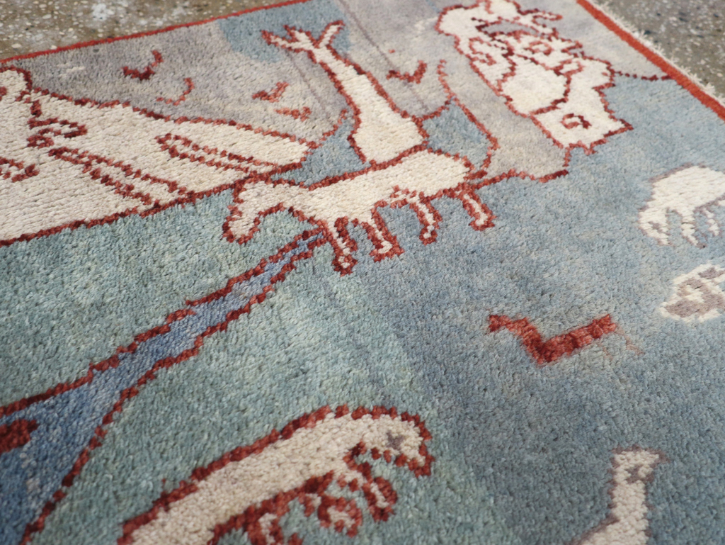 Vintage Turkish Anatolian Pictorial Throw Rug, No.31843 - Gsblank