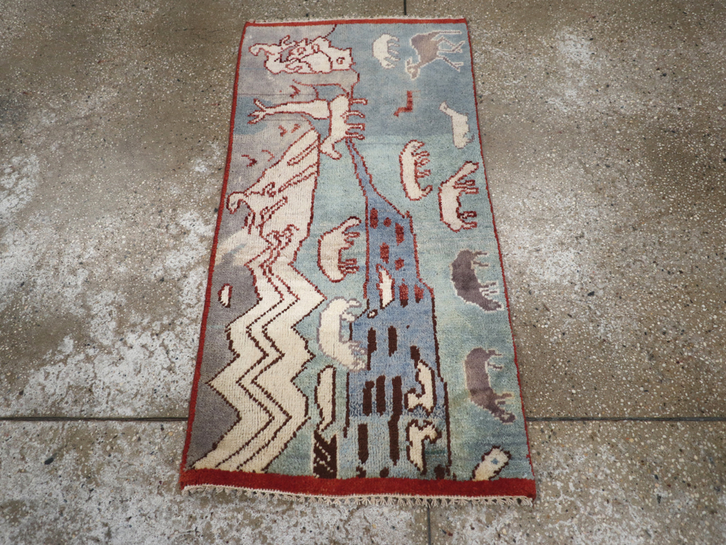 Vintage Turkish Anatolian Pictorial Throw Rug, No.31843 - Gsblank