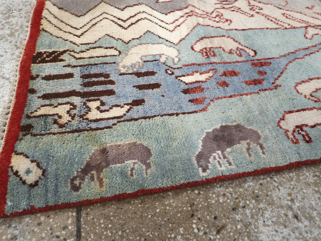 Vintage Turkish Anatolian Pictorial Throw Rug, No.31843 - Gsblank
