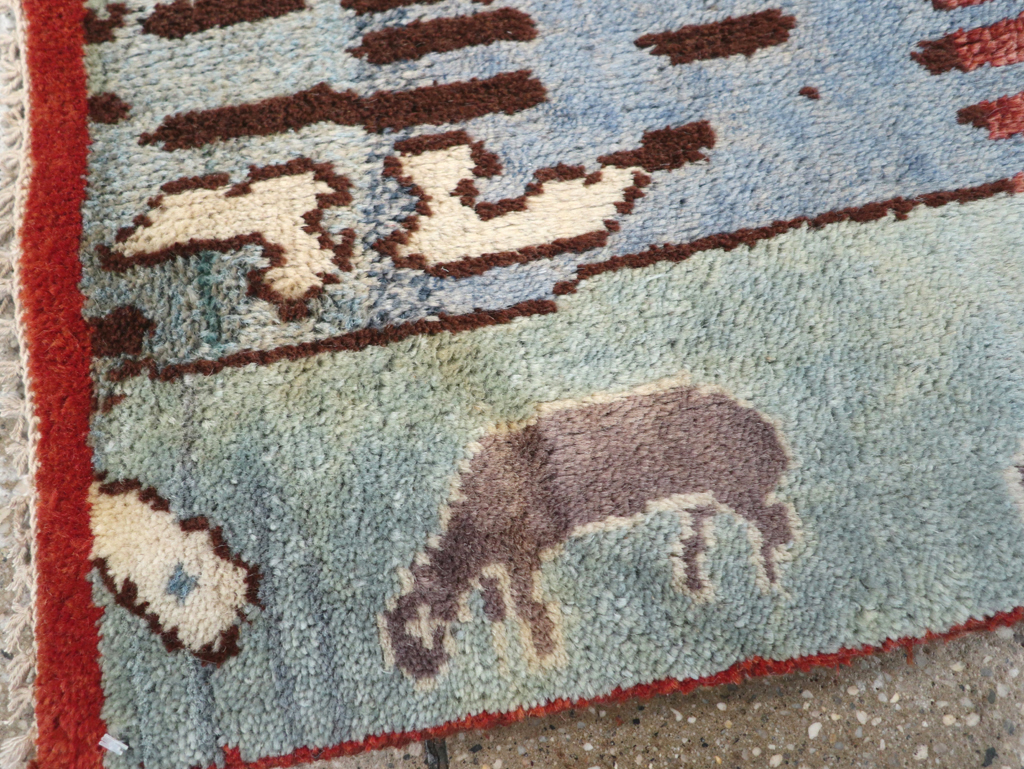 Vintage Turkish Anatolian Pictorial Throw Rug, No.31843 - Gsblank