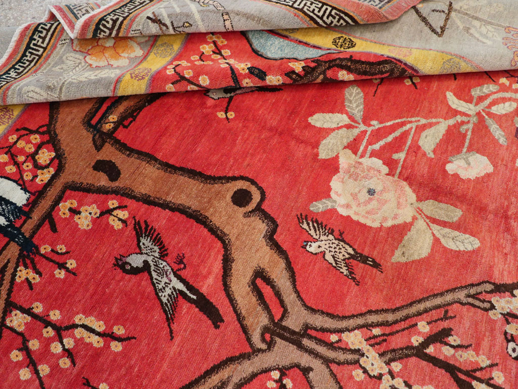 Antique East Turkestan Pictorial Khotan Small Room Size Carpet, No.31844 - Gsblank