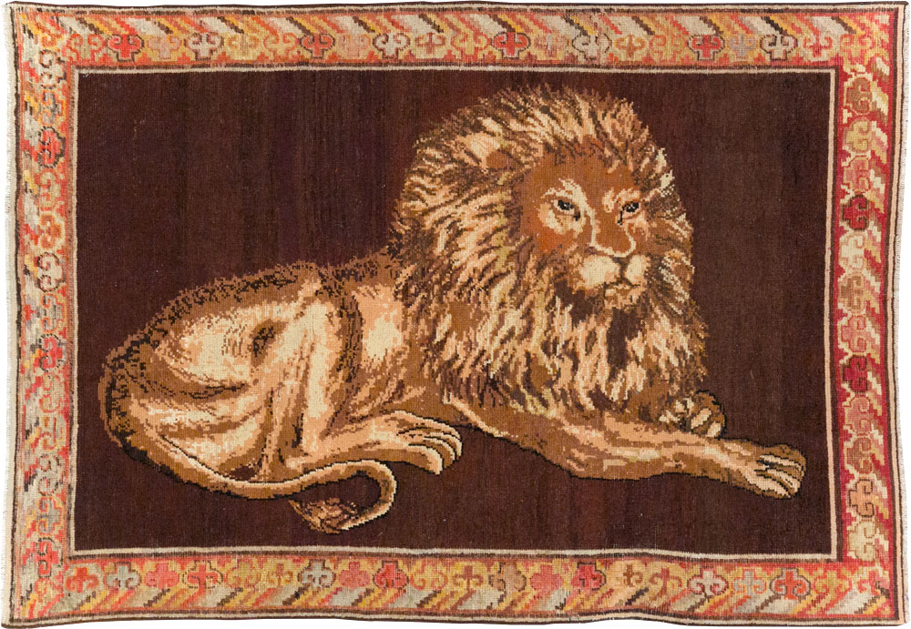 Antique East Turkestan Pictorial Khotan Accent Rug, No.31861 - Gsblank