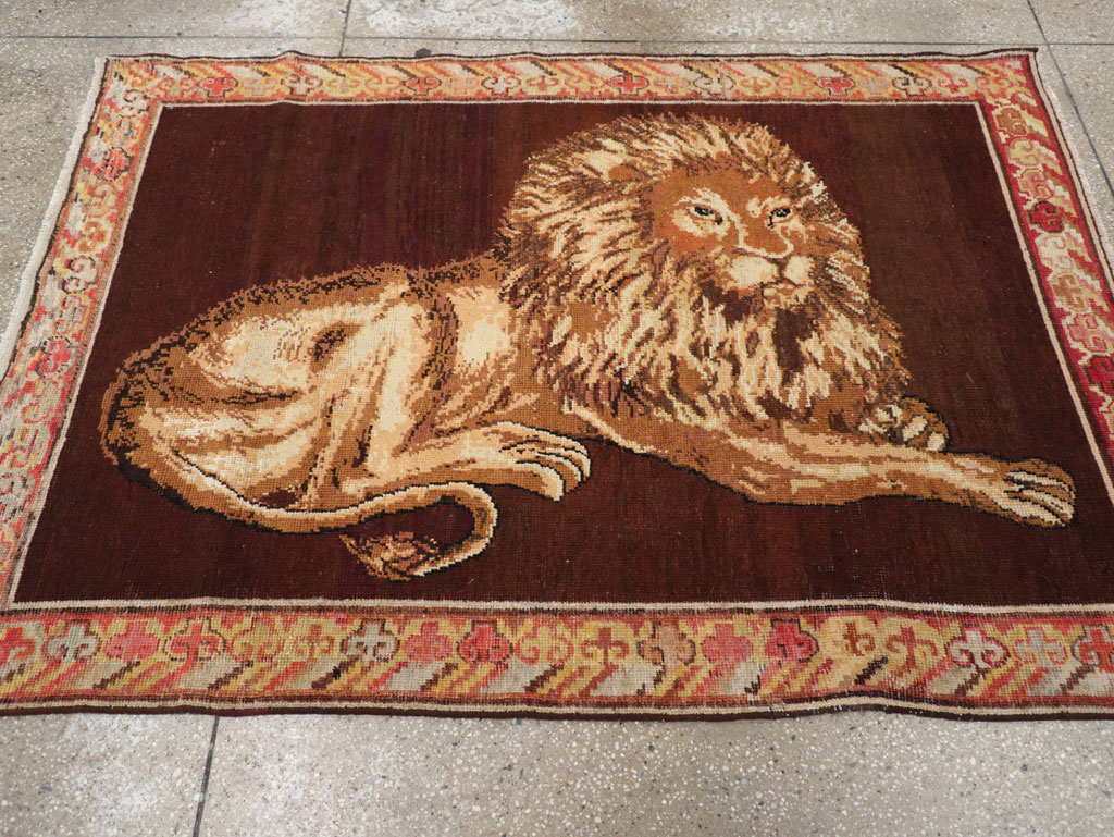 Antique East Turkestan Pictorial Khotan Accent Rug, No.31861 - Gsblank