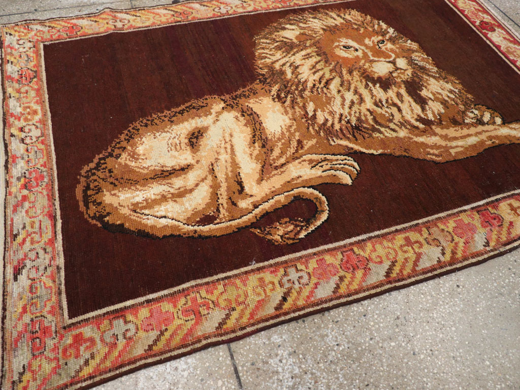 Antique East Turkestan Pictorial Khotan Accent Rug, No.31861 - Gsblank