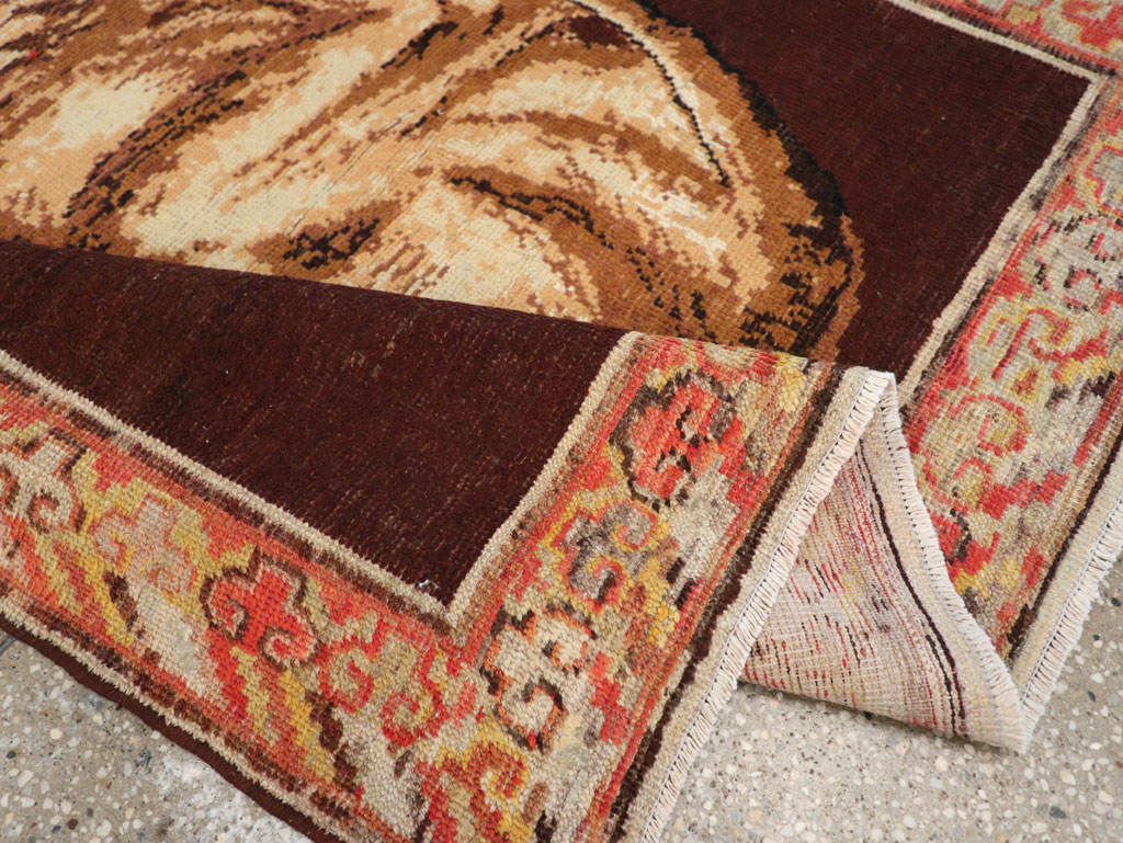 Antique East Turkestan Pictorial Khotan Accent Rug, No.31861 - Gsblank