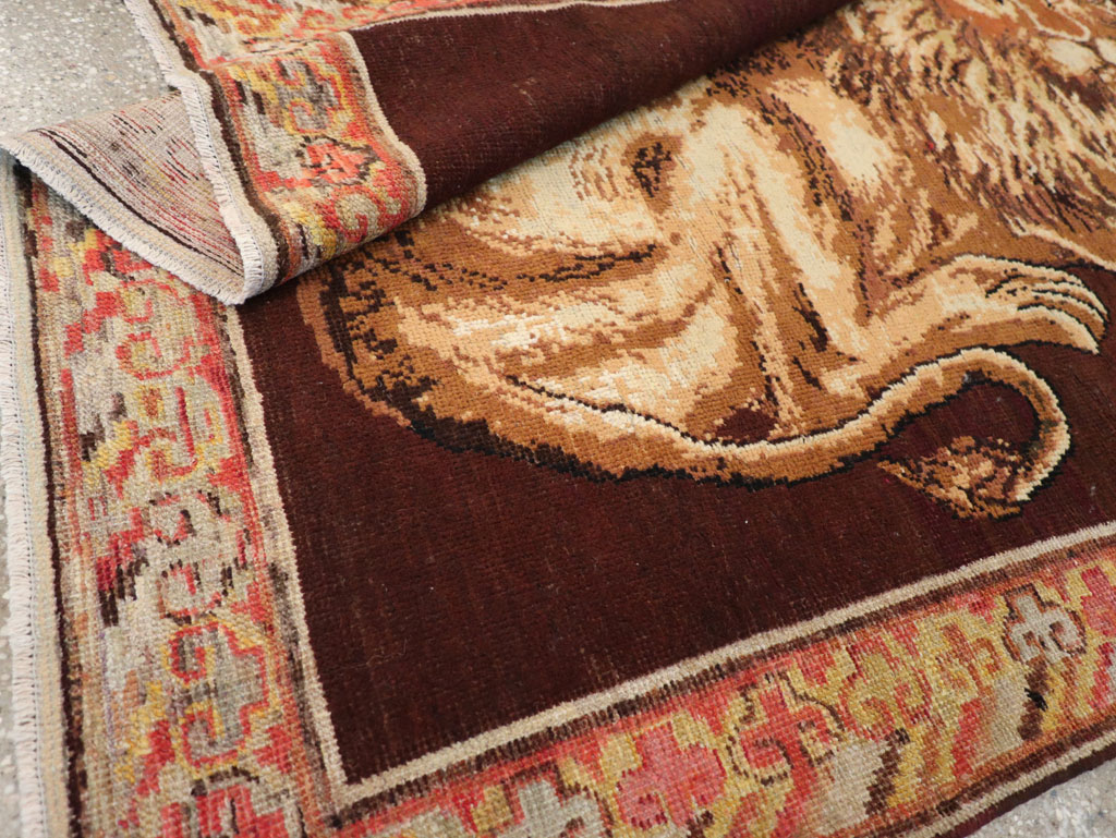 Antique East Turkestan Pictorial Khotan Accent Rug, No.31861 - Gsblank