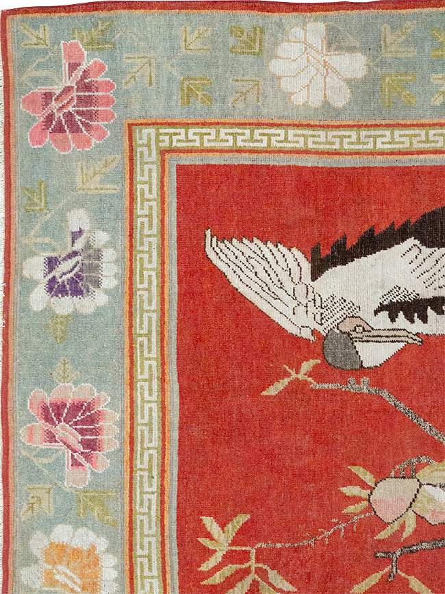 Antique East Turkestan Khotan Pictorial Accent Rug, No.31881 - Gsblank