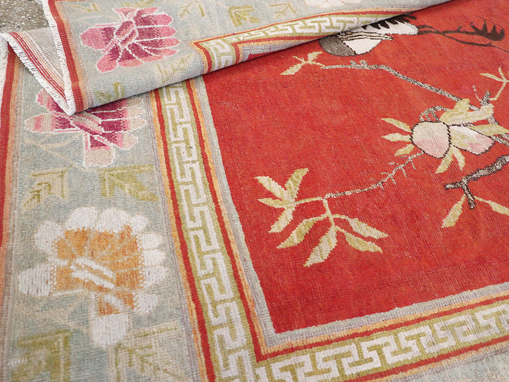 Antique East Turkestan Khotan Pictorial Accent Rug, No.31881 - Gsblank