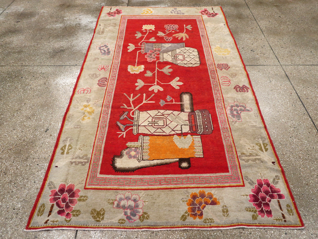 Vintage East Turkestan Pictorial Vase Khotan, No.31902 - Gsblank