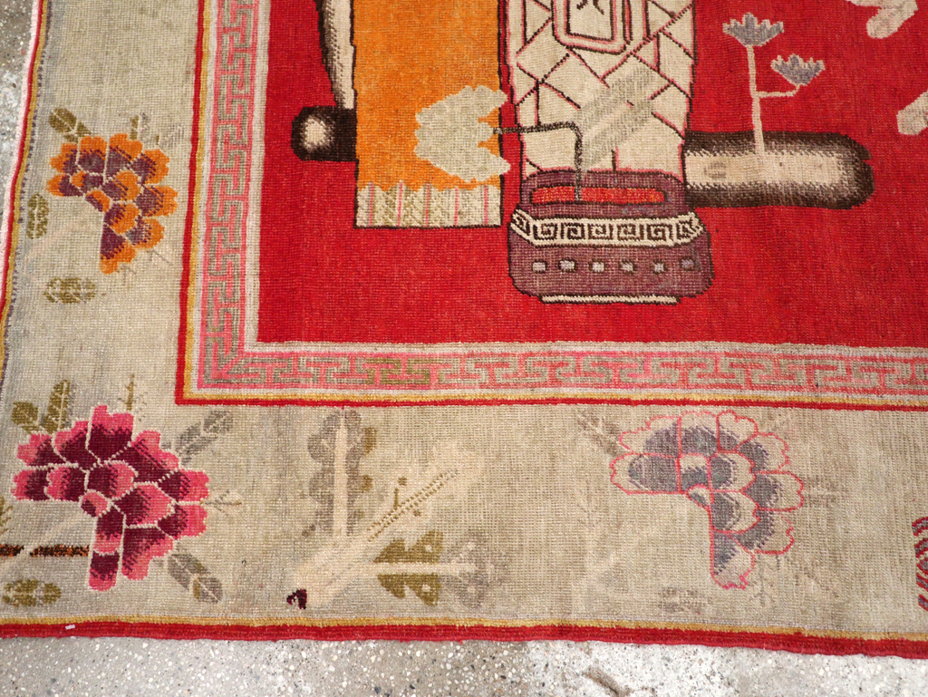 Vintage East Turkestan Pictorial Vase Khotan, No.31902 - Gsblank