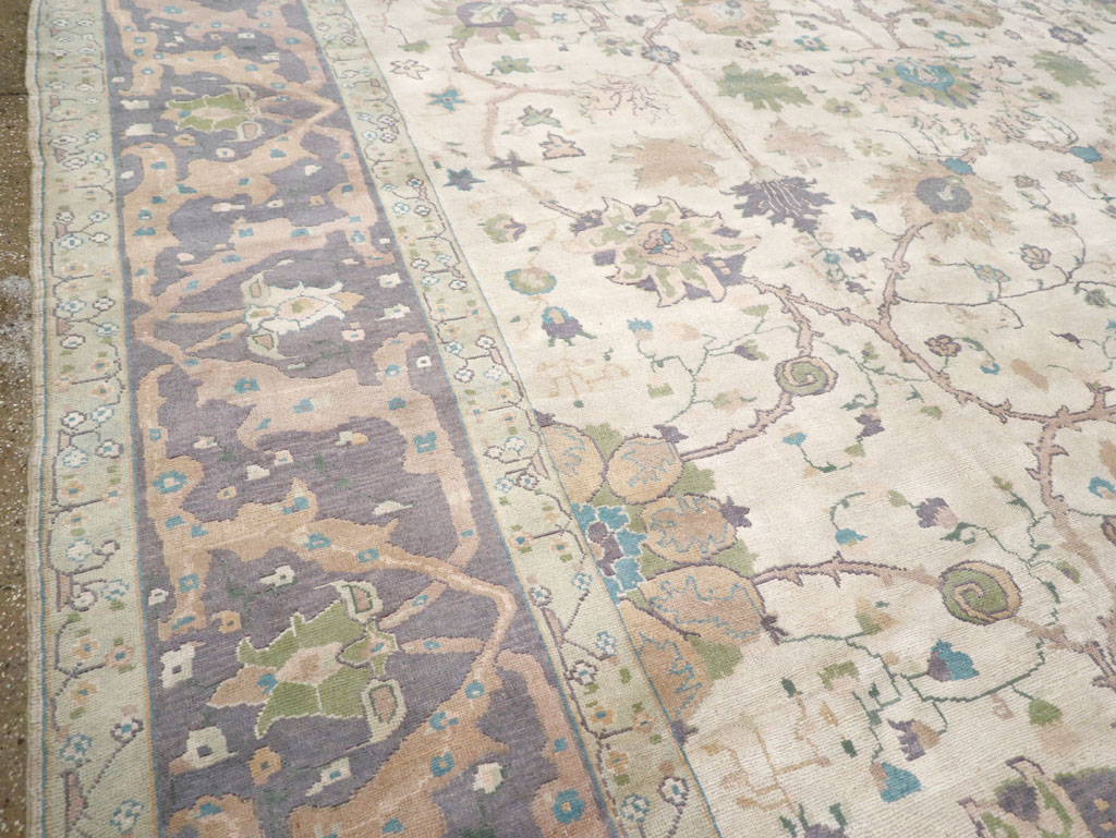 Vintage Turkish Oushak Large Square Room Size Carpet, No.31911 - Gsblank