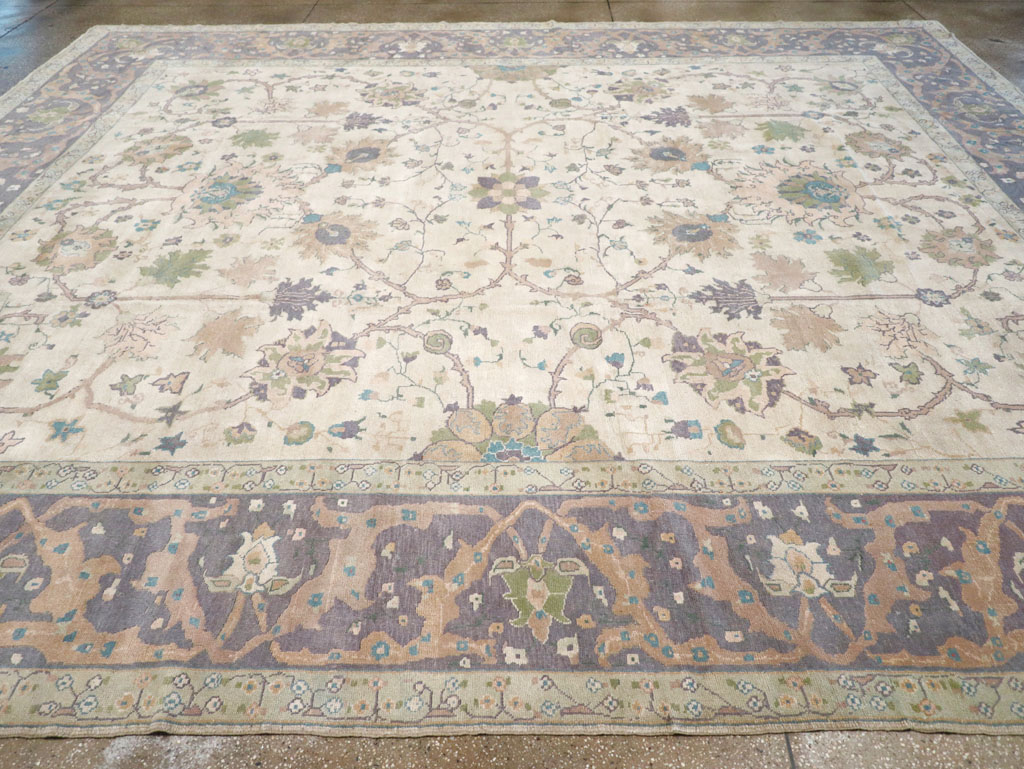 Vintage Turkish Oushak Large Square Room Size Carpet, No.31911 - Gsblank