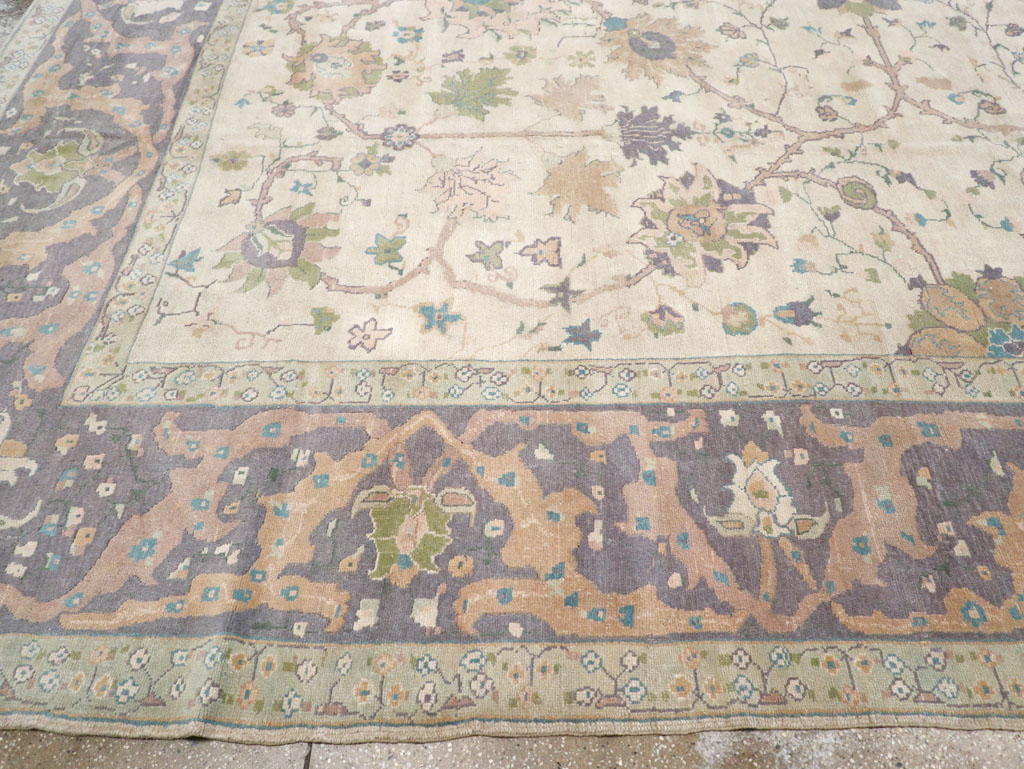 Vintage Turkish Oushak Large Square Room Size Carpet, No.31911 - Gsblank