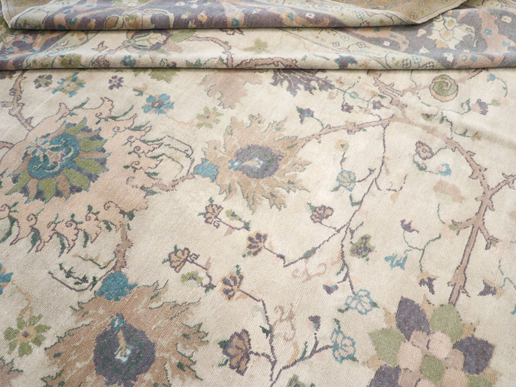 Vintage Turkish Oushak Large Square Room Size Carpet, No.31911 - Gsblank