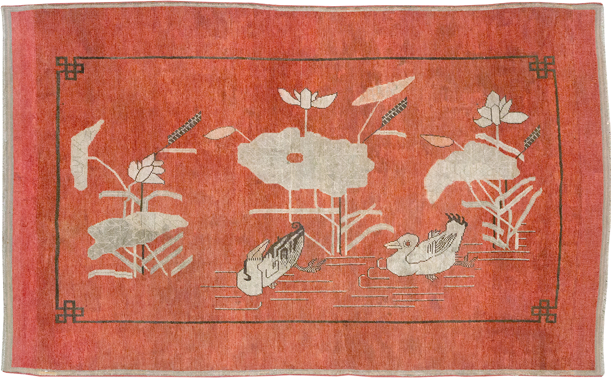 Antique East Turkestan Khotan Pictorial Accent Rug, No.31913 - Gsblank