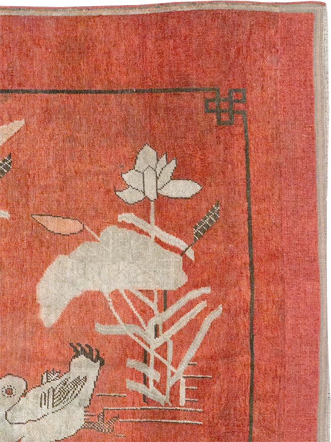 Antique East Turkestan Khotan Pictorial Accent Rug, No.31913 - Gsblank