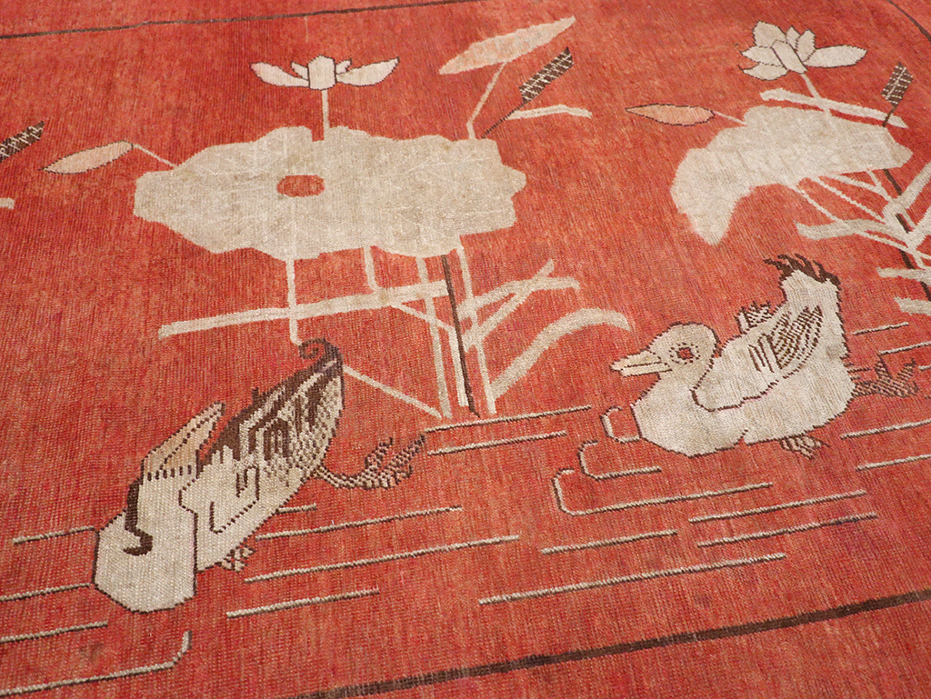 Antique East Turkestan Khotan Pictorial Accent Rug, No.31913 - Gsblank