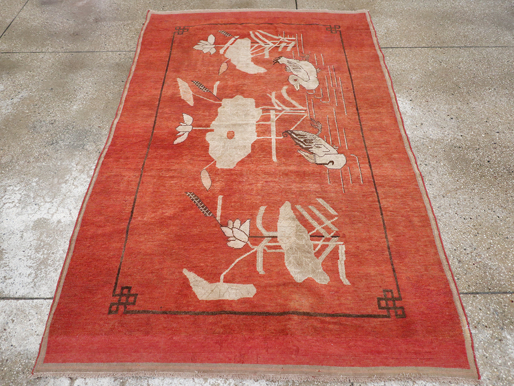 Antique East Turkestan Khotan Pictorial Accent Rug, No.31913 - Gsblank