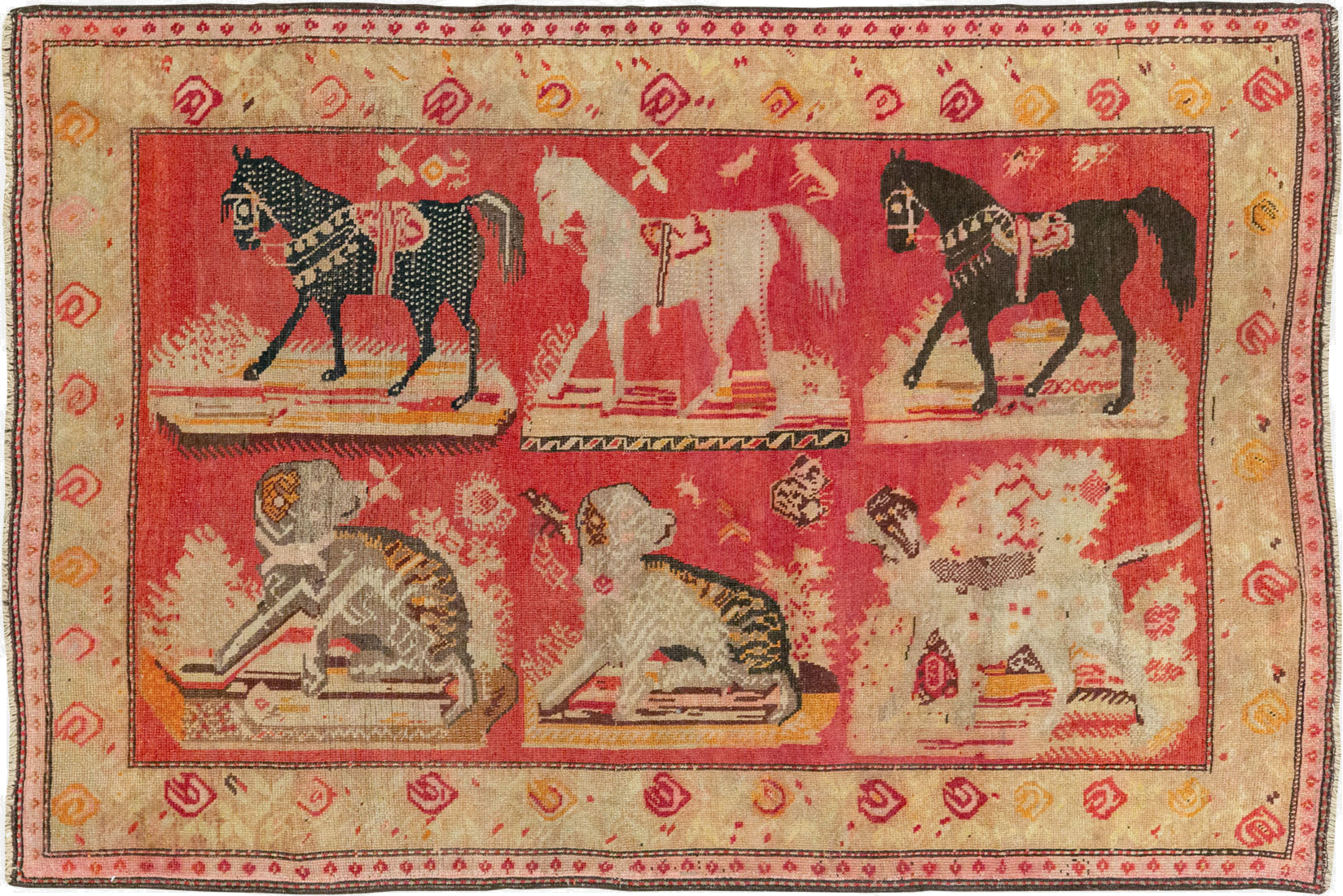 Antique Russian Karabagh Pictorial Rug, No.31914 - Gsblank