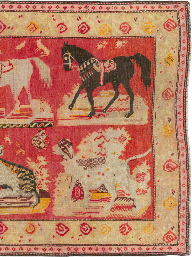 Antique Russian Karabagh Pictorial Rug, No.31914 - Gsblank