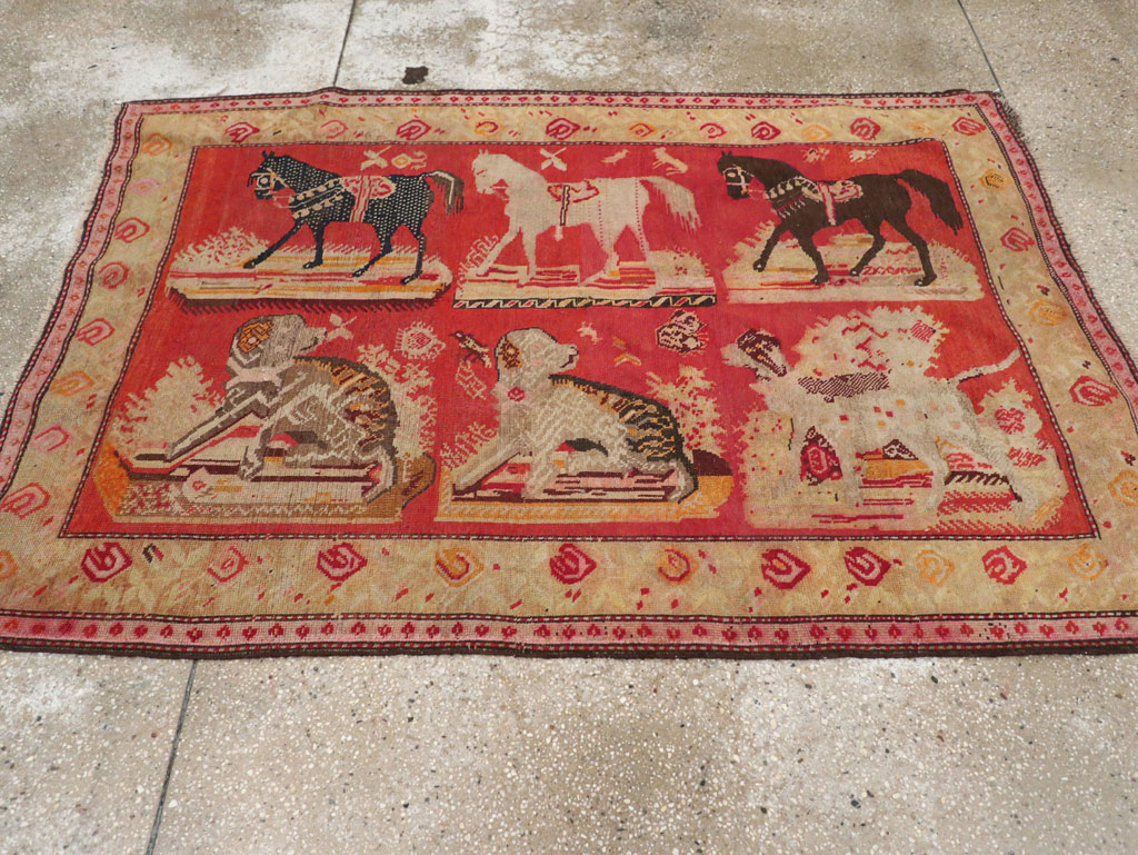 Antique Russian Karabagh Pictorial Rug, No.31914 - Gsblank