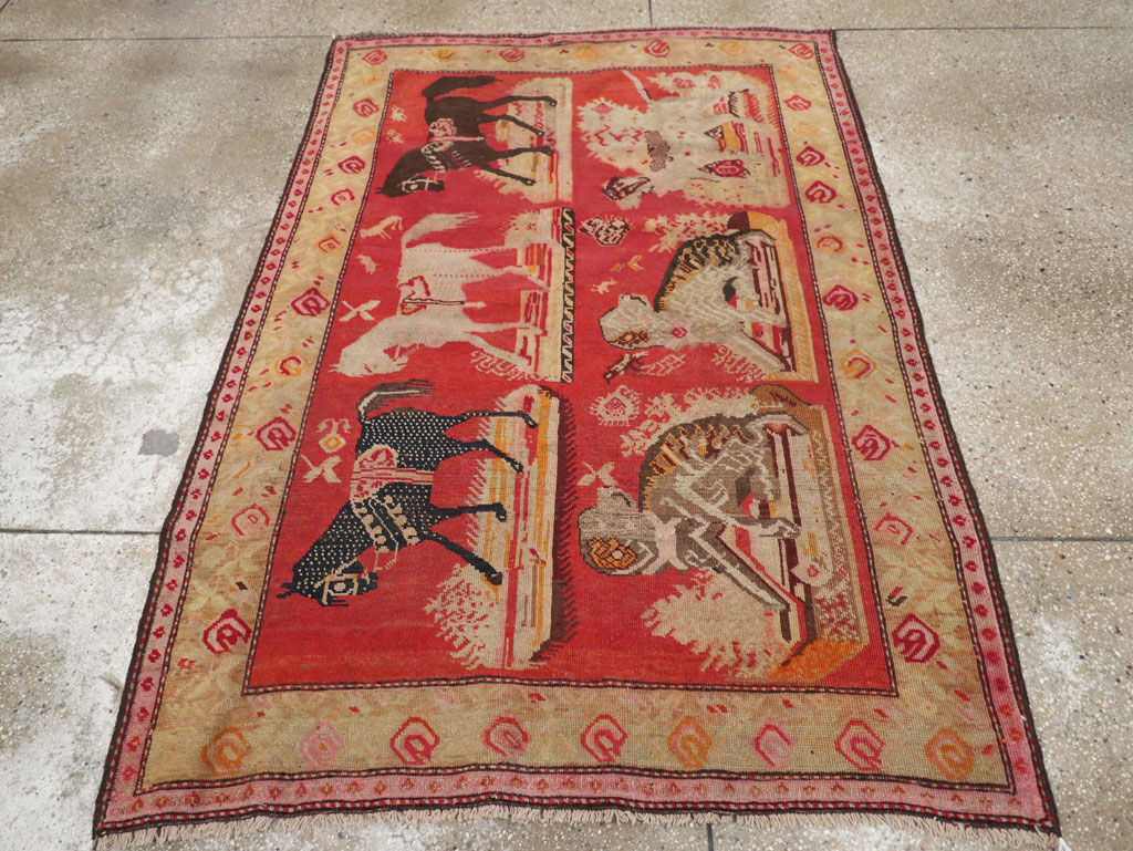 Antique Russian Karabagh Pictorial Rug, No.31914 - Gsblank