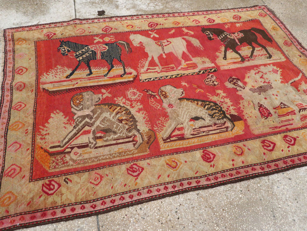 Antique Russian Karabagh Pictorial Rug, No.31914 - Gsblank