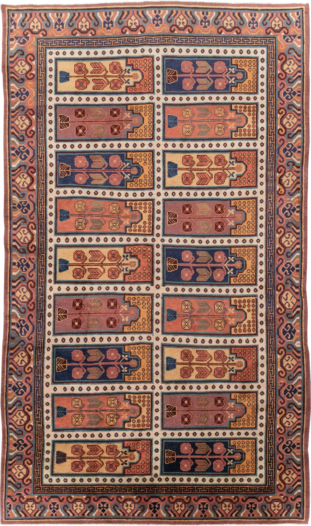 Vintage East Turkestan Khotan Accent Carpet, No.31937 - Gsblank