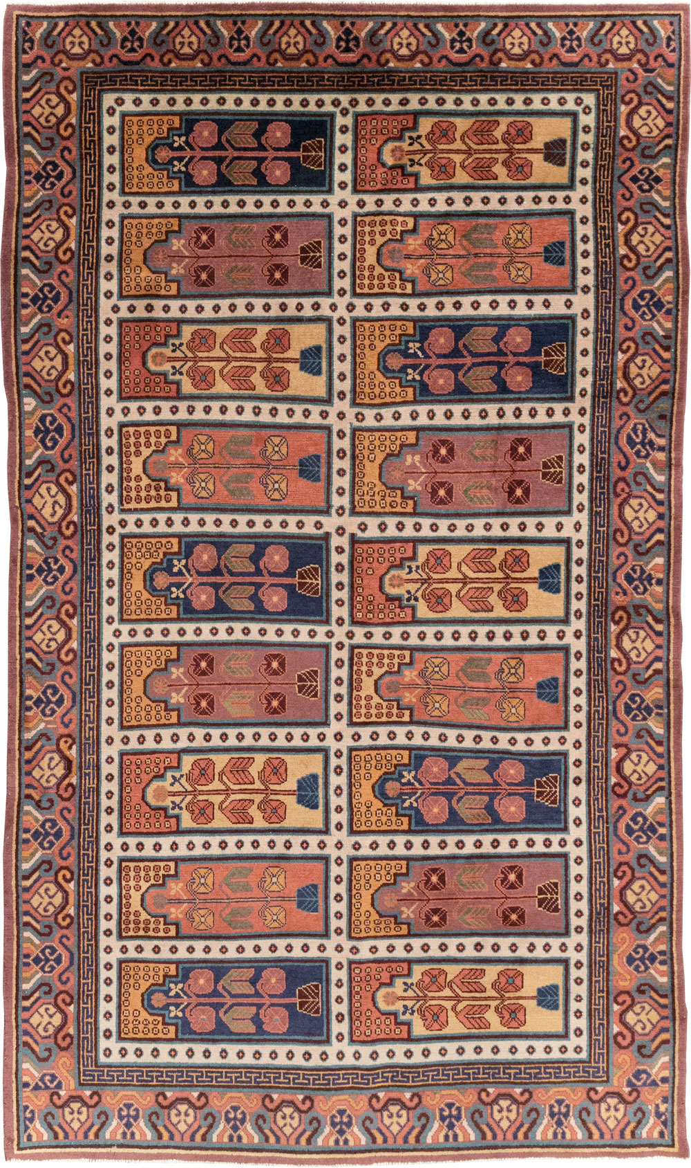 Vintage East Turkestan Khotan Accent Carpet, No.31937 - Gsblank
