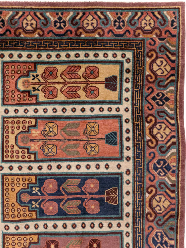 Vintage East Turkestan Khotan Accent Carpet, No.31937 - Gsblank
