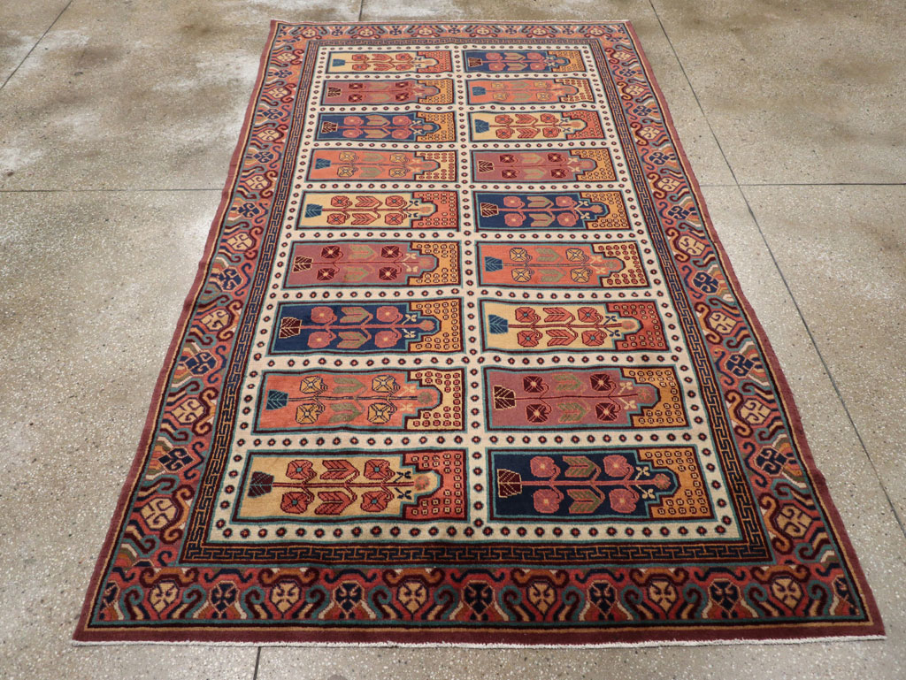 Vintage East Turkestan Khotan Accent Carpet, No.31937 - Gsblank