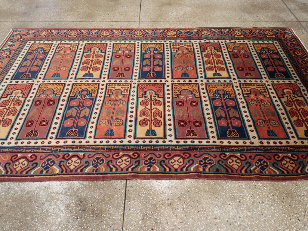 Vintage East Turkestan Khotan Accent Carpet, No.31937 - Gsblank