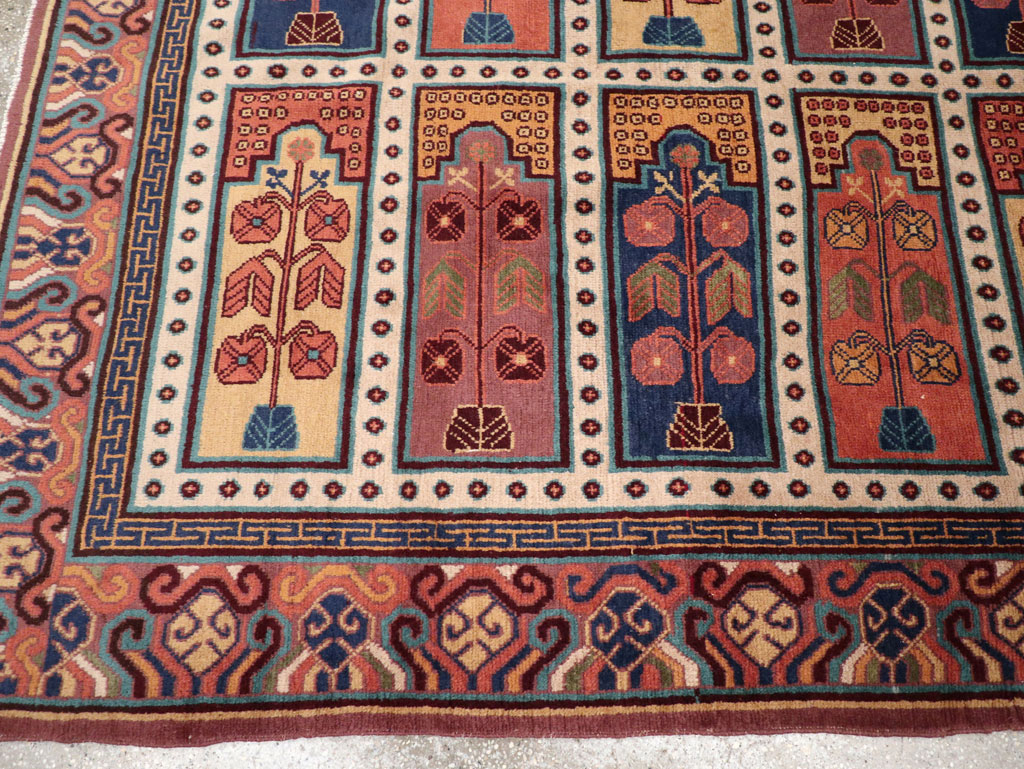 Vintage East Turkestan Khotan Accent Carpet, No.31937 - Gsblank