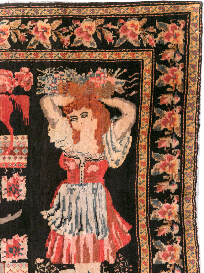 Vintage Pictorial Karabagh Rug, No.32009 - Gsblank