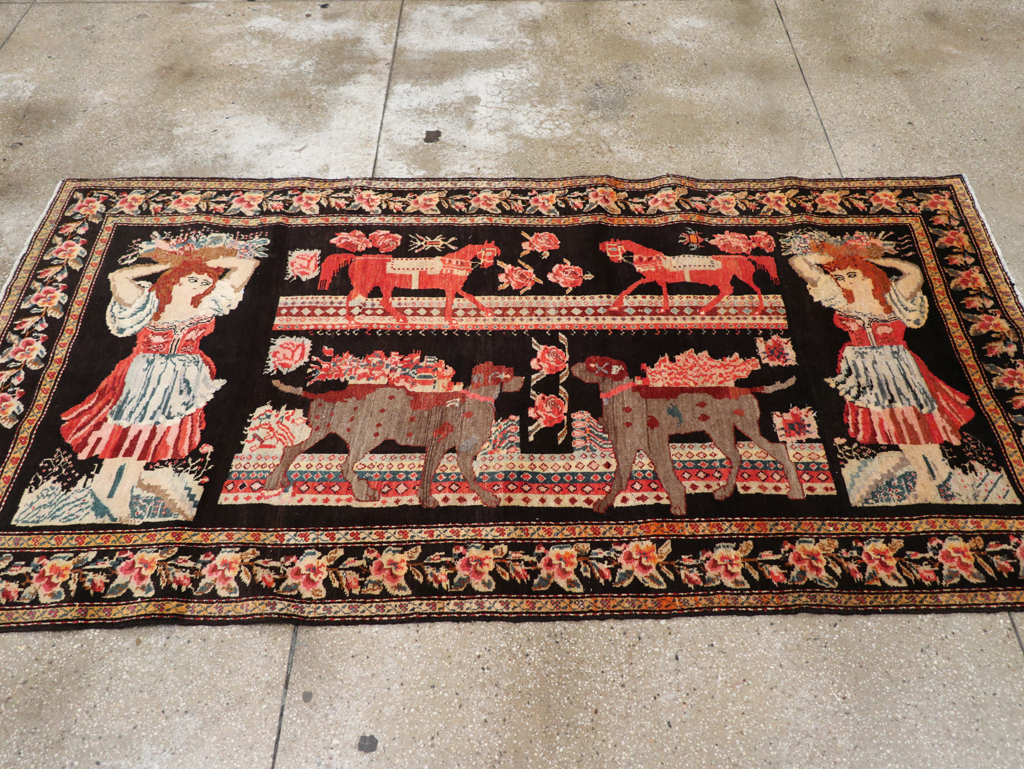 Vintage Pictorial Karabagh Rug, No.32009 - Gsblank
