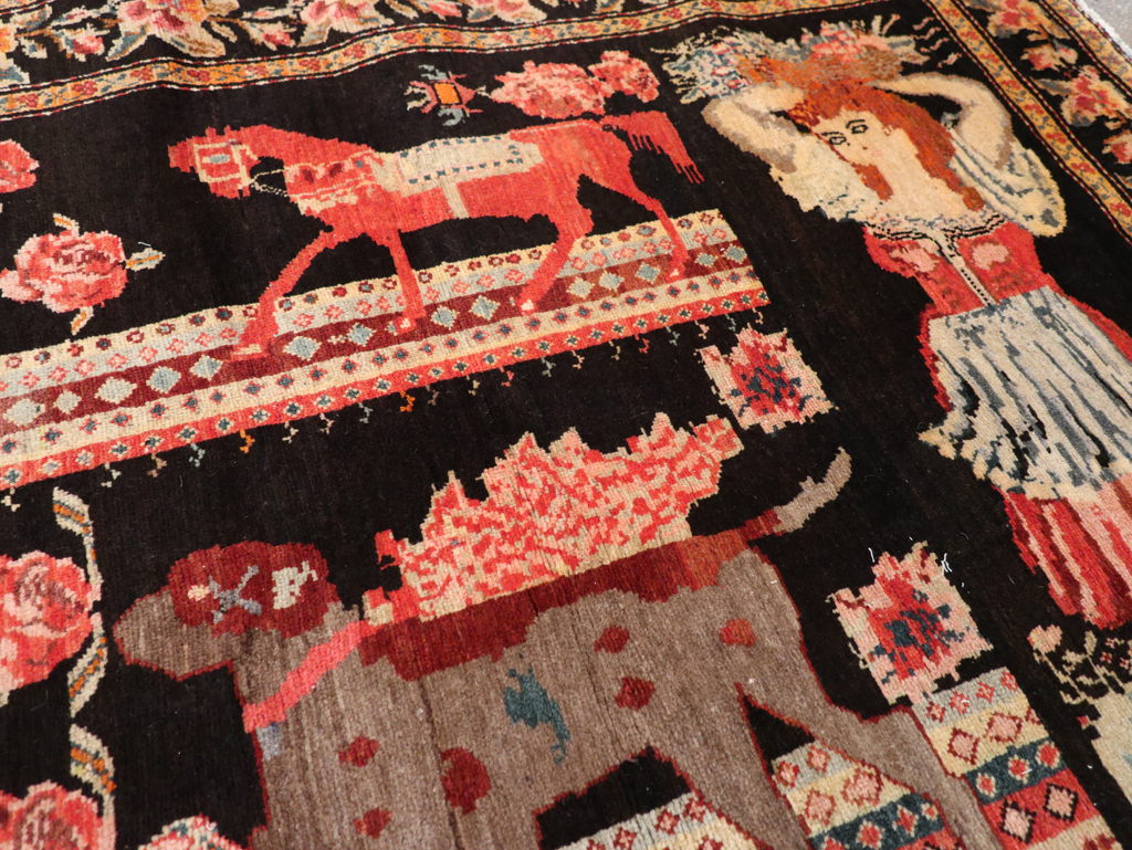 Vintage Pictorial Karabagh Rug, No.32009 - Gsblank