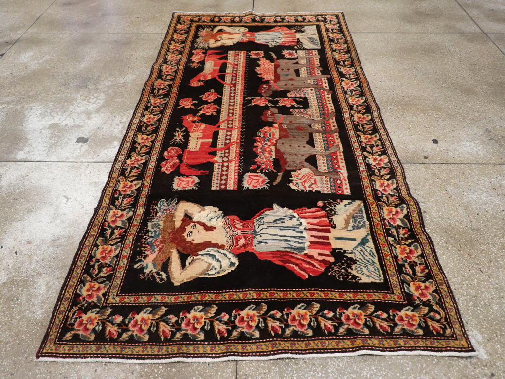 Vintage Pictorial Karabagh Rug, No.32009 - Gsblank