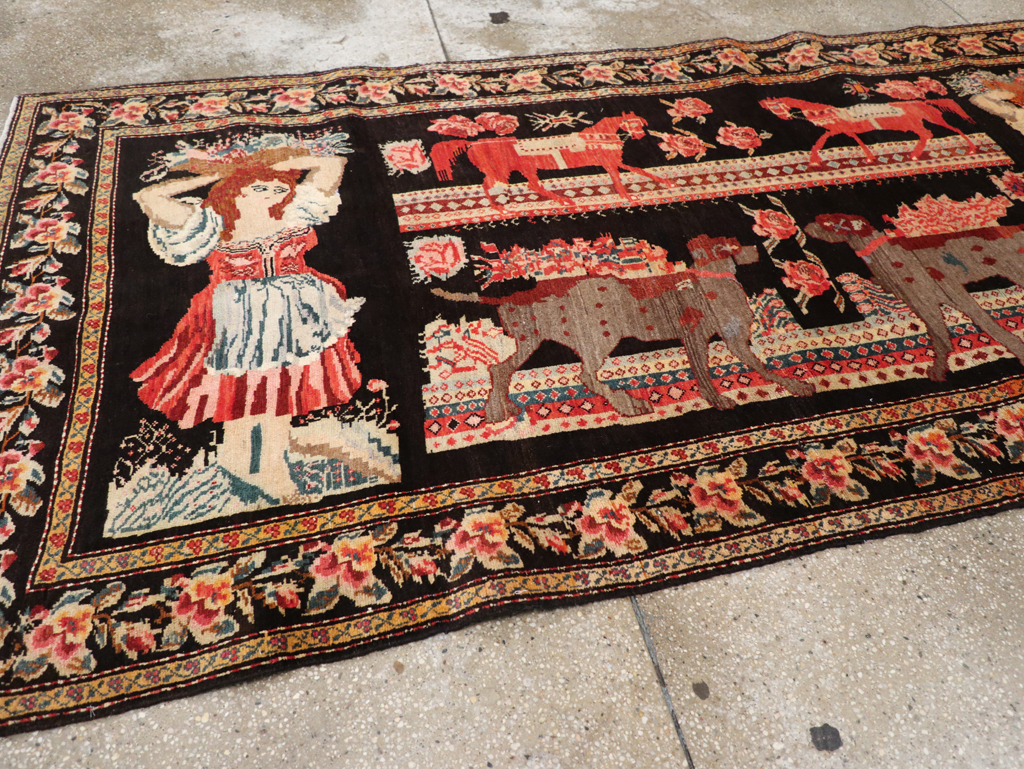 Vintage Pictorial Karabagh Rug, No.32009 - Gsblank