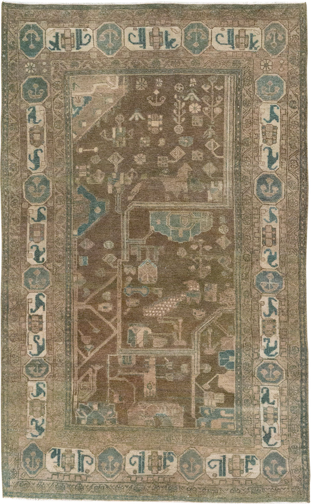 Vintage Persian Malayer Accent Rug, No.32019 - Gsblank