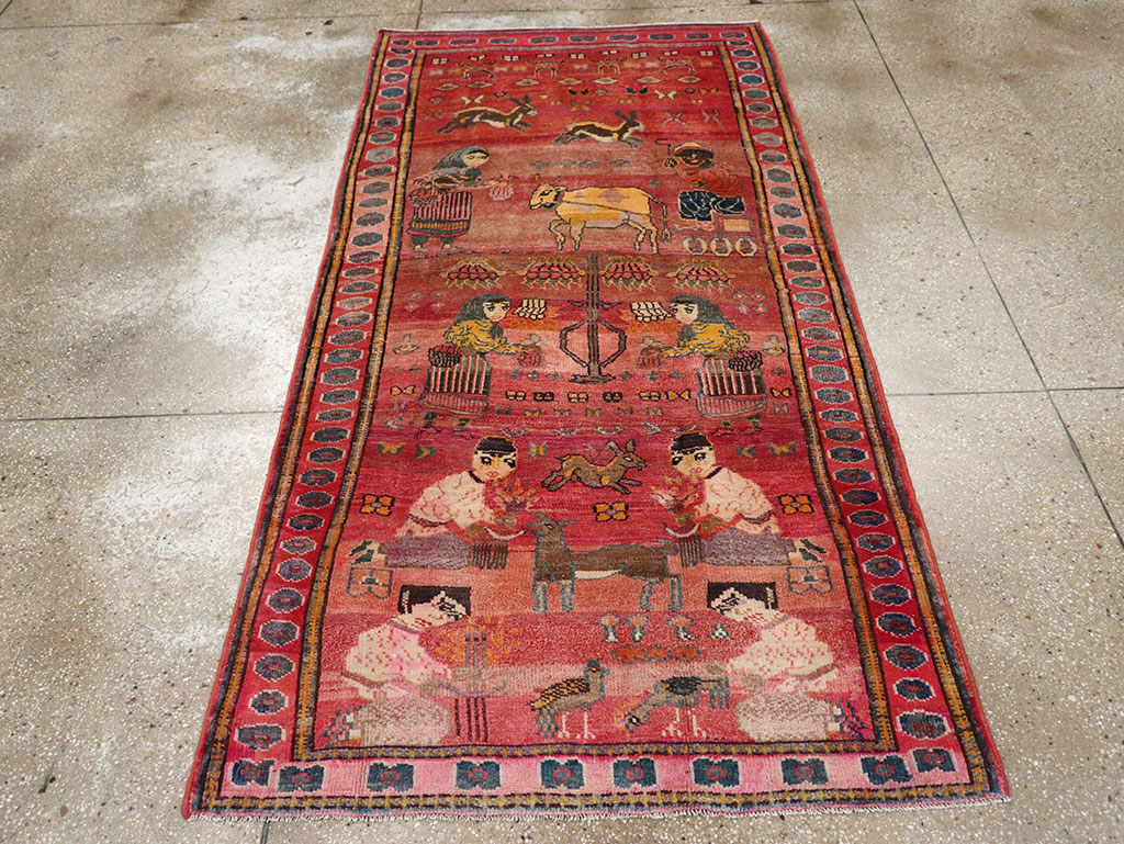 Vintage Persian Lori Pictorial Rug, No.32031 - Gsblank
