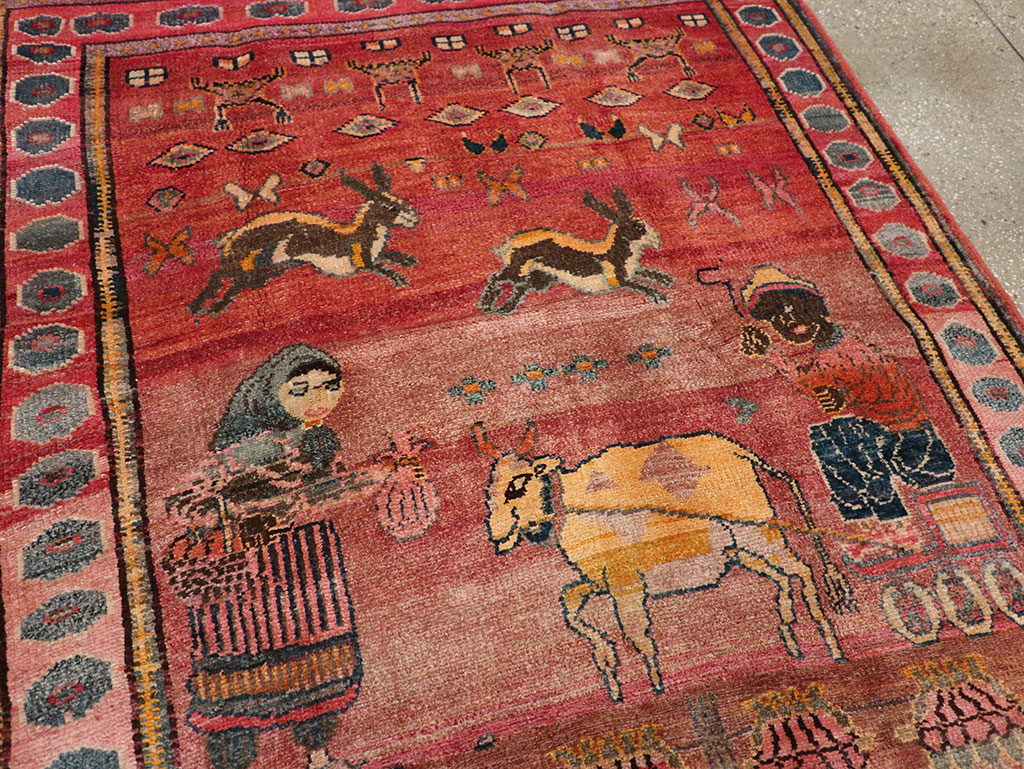 Vintage Persian Lori Pictorial Rug, No.32031 - Gsblank