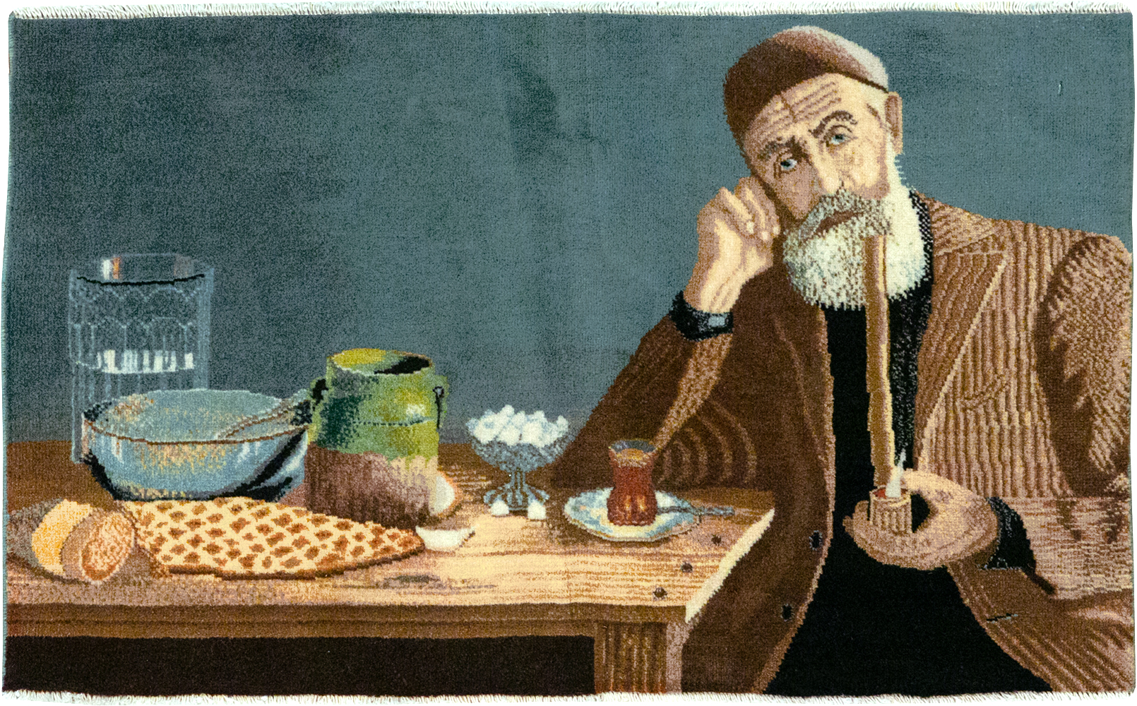 Vintage Persian Tabriz Pictorial Throw Rug, No.32035 - Gsblank