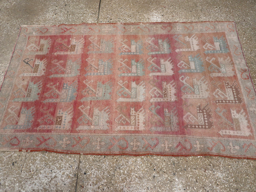Vintage Turkish Anatolian Throw Rug, No.32073 - Gsblank